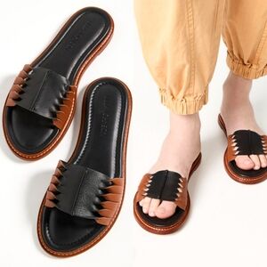 Ulla Johnson Ameya Black Brown Twisted Leather Slide Sandal 36
